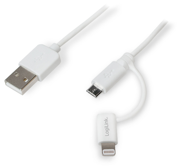 LogiLink USB-Daten/Ladekabel mit Micro USB und Lightning Anschluss, 1 m,