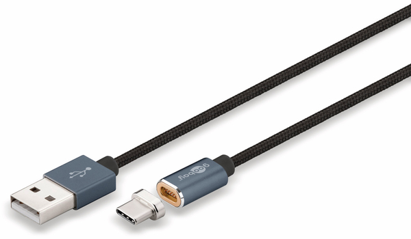 goobay USB 2.0 Magnet-Kabel 59039, USB-A/USB-C, 1,2 m