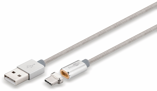 goobay USB 2.0 Magnet-Kabel 59040, USB-A/USB-C, 1,2 m