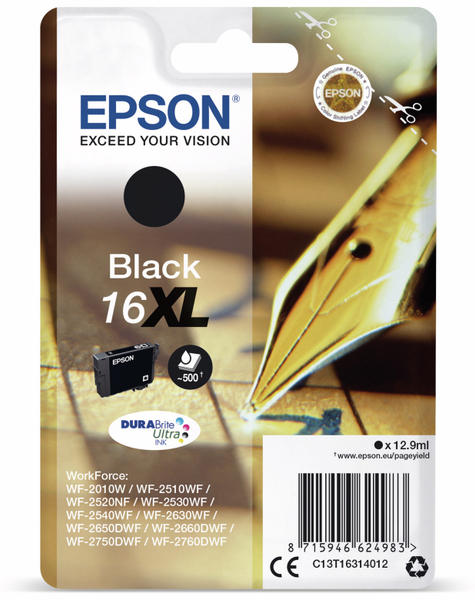 EPSON Tintenpatrone 16 XL, schwarz