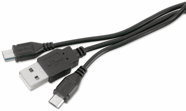 USB-Y-Ladekabel, A/2xMicro-B, 1 m