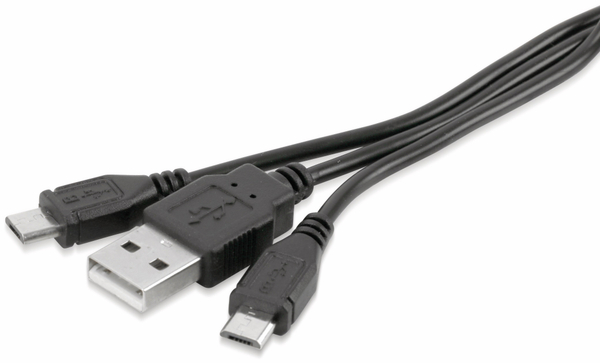 USB-Y-Ladekabel, A/2xMicro-B, 1 m - Produktbild 2