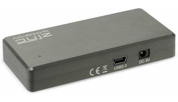 CnMemory USB2.0 Hub, ZINC, 4-fach, Aluminium, Grau - Produktbild 2