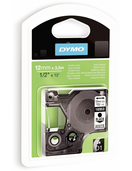 DYMO Beschriftungsband D1 für LabelManager, schwarz auf weiß, Nylon, 12 mm