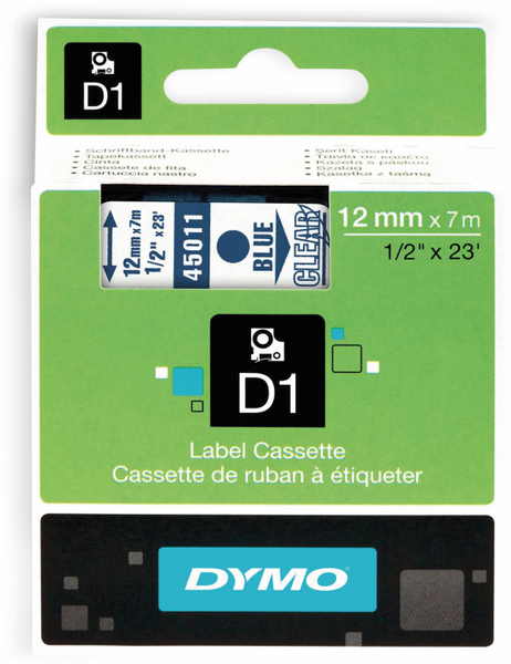 DYMO Beschriftungsband D1 für LabelManager, blau auf transparent, Standard