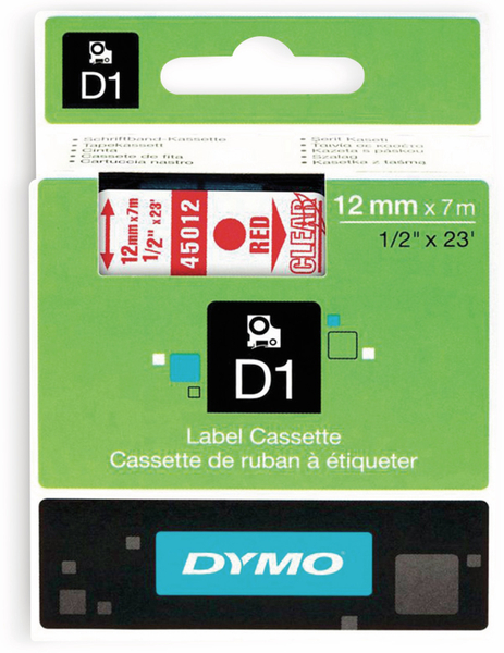 Dymo Beschriftungsband D1 für LabelManager, rot auf transparent, Standard