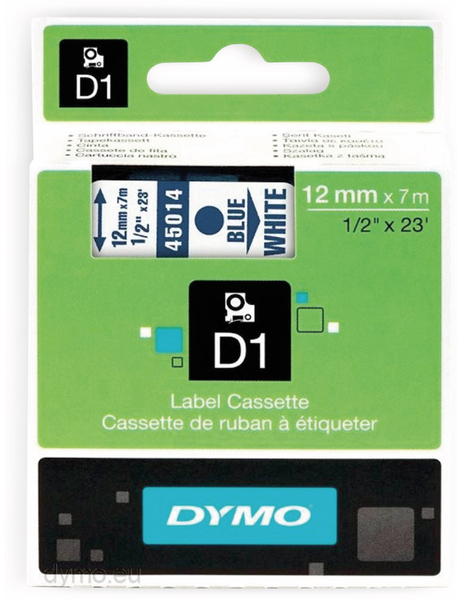 DYMO Beschriftungsband D1 für LabelManager, blau auf weiß, Standard, 12 mm