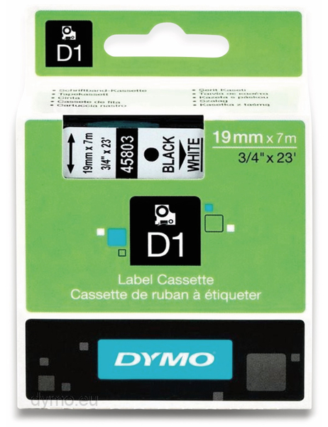 DYMO Beschriftungsband D1 für LabelManager, schwarz auf weiß, Standard, 19 mm