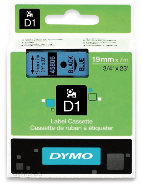 DYMO Beschriftungsband D1 für LabelManager, schwarz auf blau, Standard, 19 mm