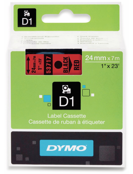 DYMO Beschriftungsband D1 für LabelManager, schwarz auf rot, Standard, 24 mm