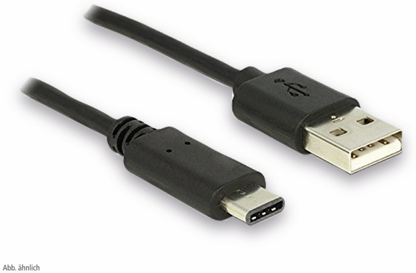 Hama USB2.0 Kabel A auf C, 1 m, schwarz