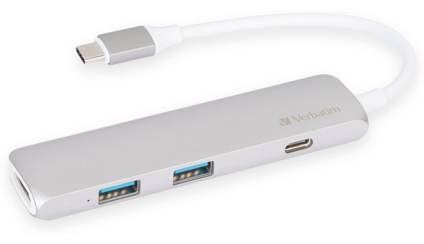 Verbatim USB-C Hub 49540, Power Charge, 2x USB 3.0, HDMI 4K, Slimeline - Produktbild 2