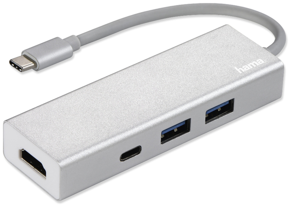 Hama USB-C Hub 135756, 2x USB-A, USB-C, HDMI, Aluminium