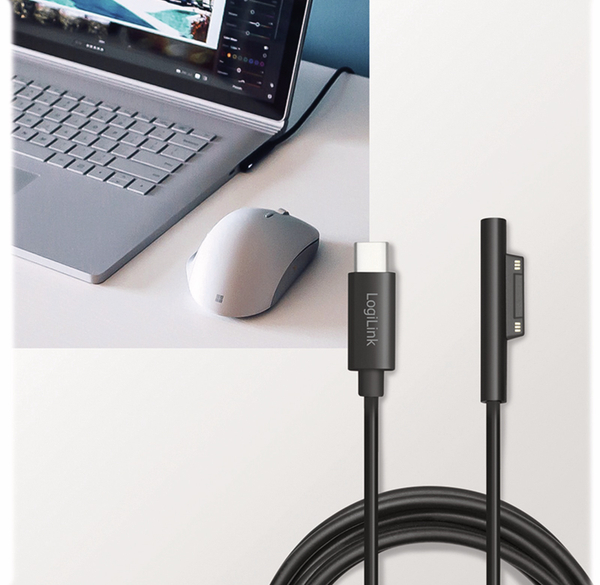 LOGILINK USB-C Ladekabel PA0224, 1,8 m, zu Microsoft Surface, schwarz - Produktbild 3