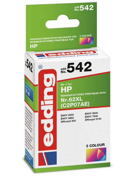 EDDING Tintenpatrone EDD-542, für HP 62XL (C2P07AE)