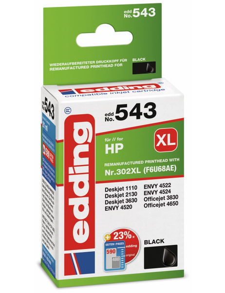 EDDING Tintenpatrone EDD-543, für HP 302XL (F6U68AE)