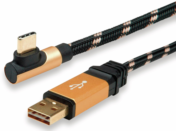 ROLINE USB2.0-Kabel GOLD, USB-A auf USB-C, 0,8m