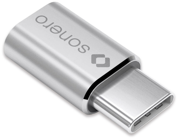 SONERO USB-Adapter Premium X-UA110, USB-C Stecker auf Micro-USB Buchse, silber