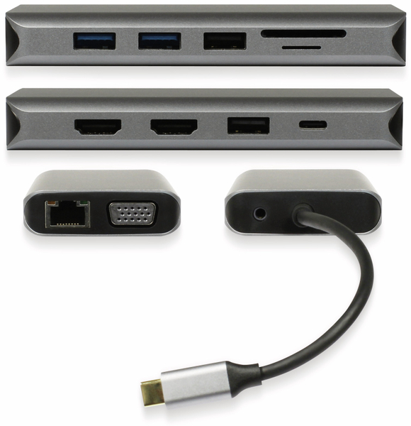 PLUSONIC USB-C Adapter PSUC0216, 8in1 - Produktbild 2