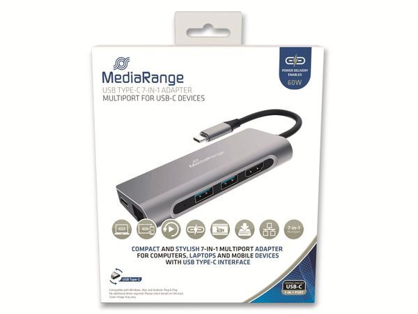 MEDIARANGE USB-C Hub MRCS510, 7-port, Mulitport-Adapter