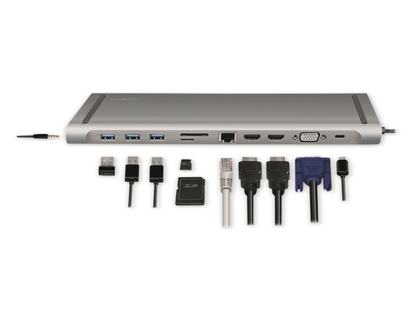 LOGILINK USB 3.2 Docking-Station UA0373, USB-C, USB-Port, PD, silver - Produktbild 2