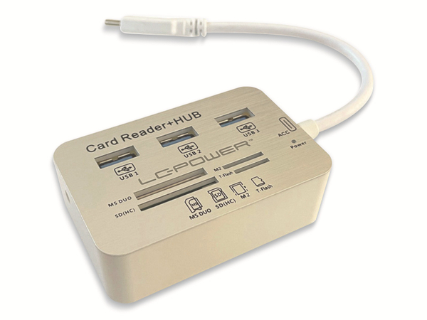 LC POWER USB-Hub LC-HUB-C-CR, USB 3.0 Typ-C, 3-port, Card-Reader - Produktbild 2
