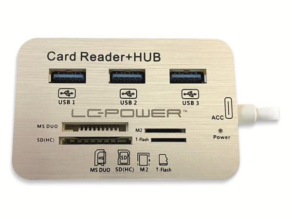 LC POWER USB-Hub LC-HUB-C-CR, USB 3.0 Typ-C, 3-port, Card-Reader - Produktbild 3