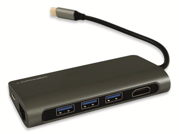 LC Power USB-Hub LC-HUB-C-MULTI-3, USB 3.0 Typ-C, 3-port, HDMI, RJ45, CR