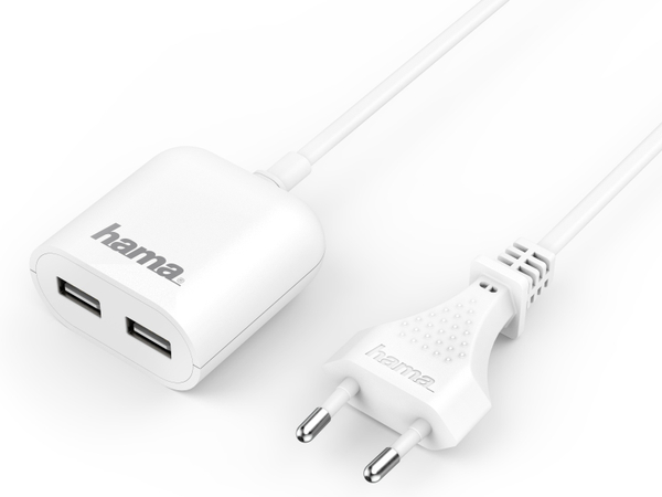 HAMA USB-Netzteil, 2x USB-Ausgänge, 1,9 m Kabel, weiß - Produktbild 3