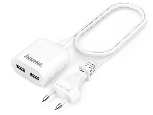 HAMA USB-Netzteil, 2x USB-Ausgänge, 1,9 m Kabel, weiß - Produktbild 4