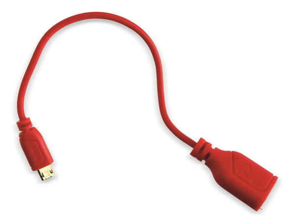 Hama Micro-USB OTG Kabel 135707, Flexi-Slim, rot, 0,15 m