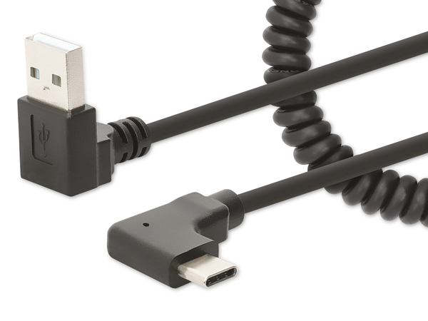 MANHATTAN USB-C Ladekabel auf USB-A, Spiralkabel, 1 m