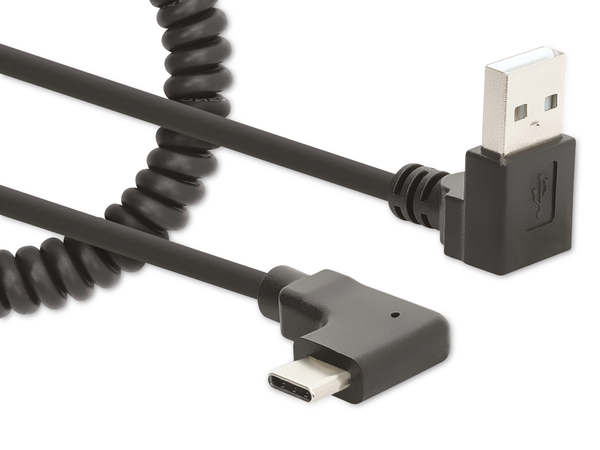 MANHATTAN USB-C Ladekabel auf USB-A, Spiralkabel, 1 m - Produktbild 2