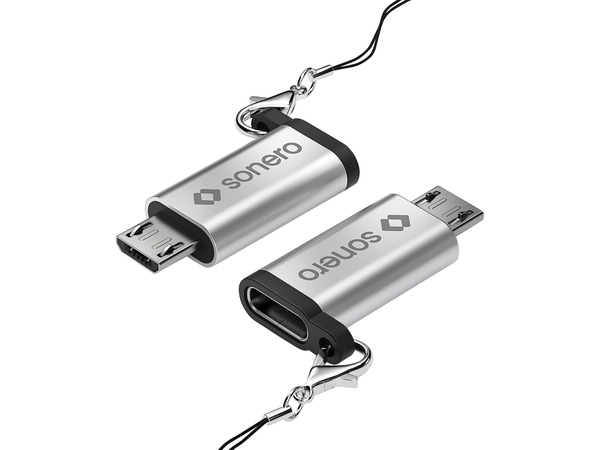 SONERO USB-Adapter OTG, Micro-USB auf USB-C Buchse, alu/silber - Produktbild 4