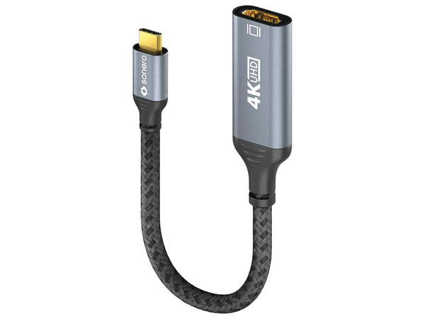 SONERO USB-C/HDMI-Adapter, 4K60, 18Gbps, Stecker/Buchse, grau/schwarz, 10 cm - Produktbild 4
