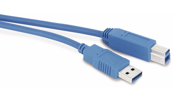 USB3.0 Anschlusskabel, A/B, 0,5 m, blau
