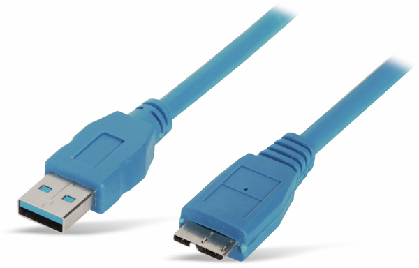 USB3.0 Anschlusskabel, A/Micro-B, 0,5 m, blau