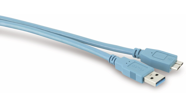 USB3.0 Anschlusskabel, A/Micro-B, 5 m, blau