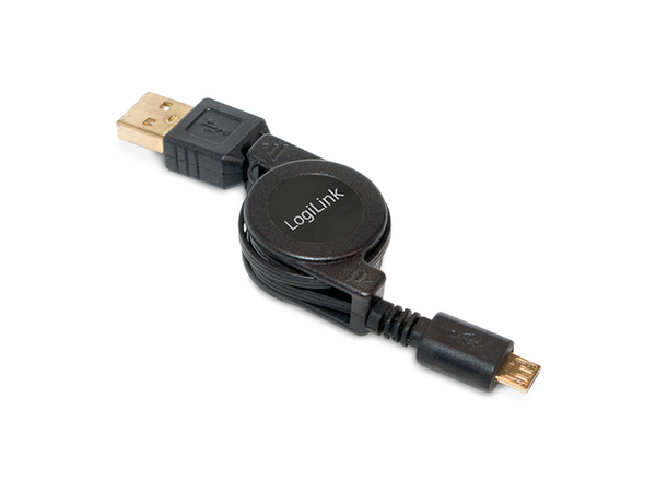 USB 2.0 Kabel USB-A/Micro-USB, 0,75 m, Aufrollautomatik