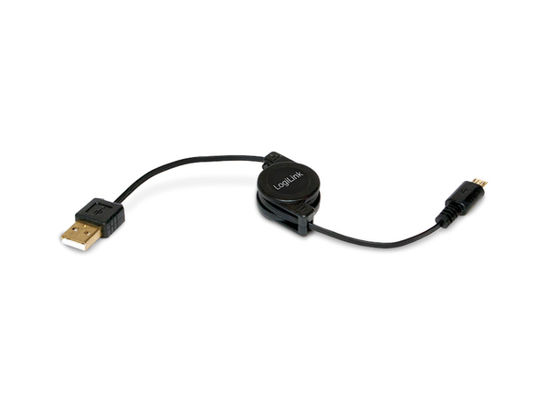 LOGILINK USB 2.0 Kabel USB-A/Micro-USB, 0,75 m, Aufrollautomatik - Produktbild 2