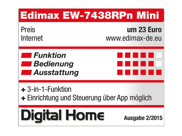 Edimax WLAN Repeater EW-7438RPn Mini, 300 Mbps, 3in1 - Produktbild 2
