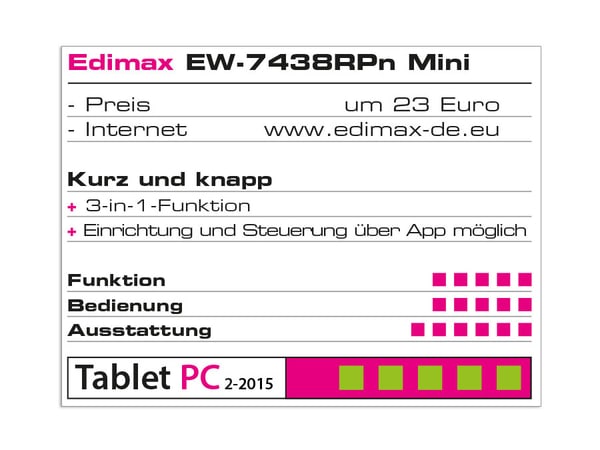 EDIMAX WLAN Repeater EW-7438RPn Mini, 300 Mbps, 3in1 - Produktbild 3
