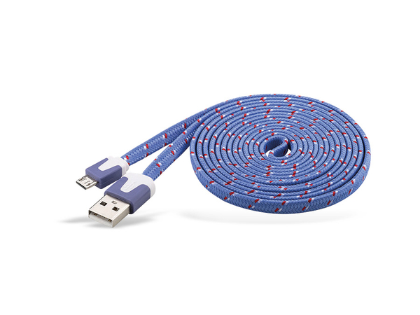 goobay USB 2.0 Kabel USB-A/Micro-USB, 2 m, mit Netzüberzug, lila