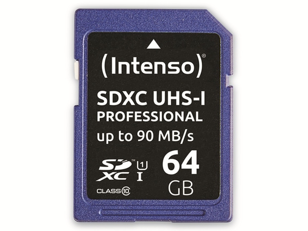Intenso SDXC Card 3431490, 64 GB, Class 10, UHS-I