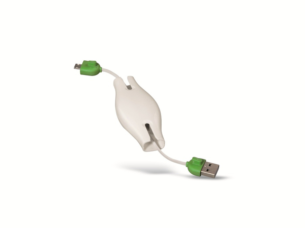 USB-Anschlusskabel A zu Micro-B HAMA 15646, Roll-Up, weiß