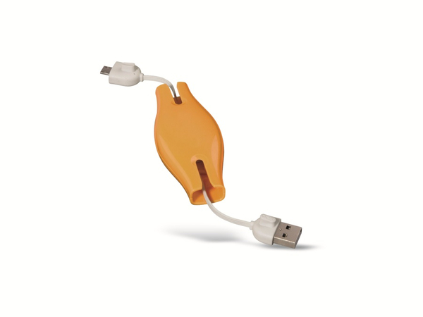 USB-Anschlusskabel A zu Micro-B HAMA 15647, Roll-Up, orange