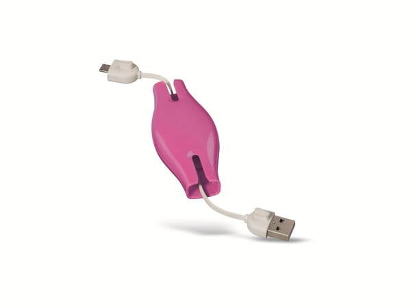 Hama USB-Anschlusskabel A zu Micro-B 15648, Roll-Up, pink