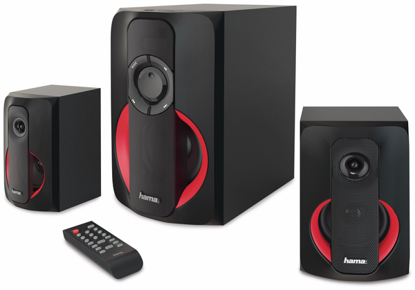 Hama 2.1-Soundsystem PR-2180, 80 W, schwarz-rot