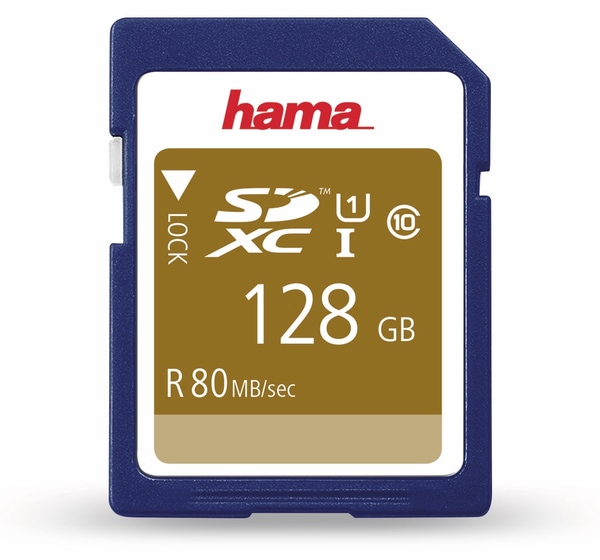 Hama SDXC Card 124137, 128 GB, Class 10, UHS-I, 80 MB/s