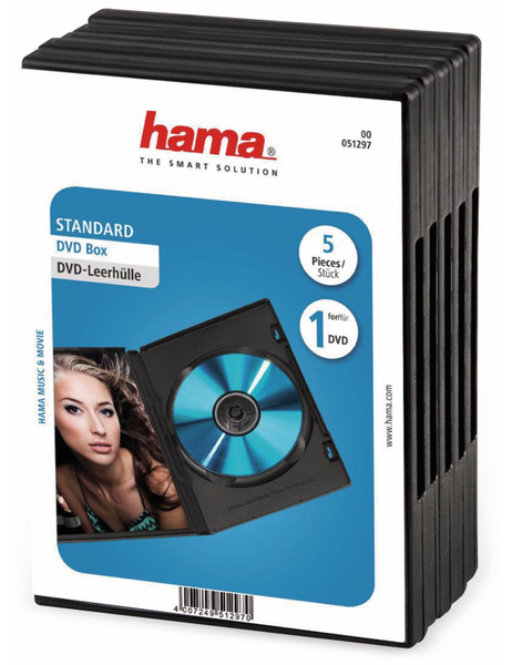 HAMA DVD-Leerhüllen, Standard, 5 Sück, schwarz